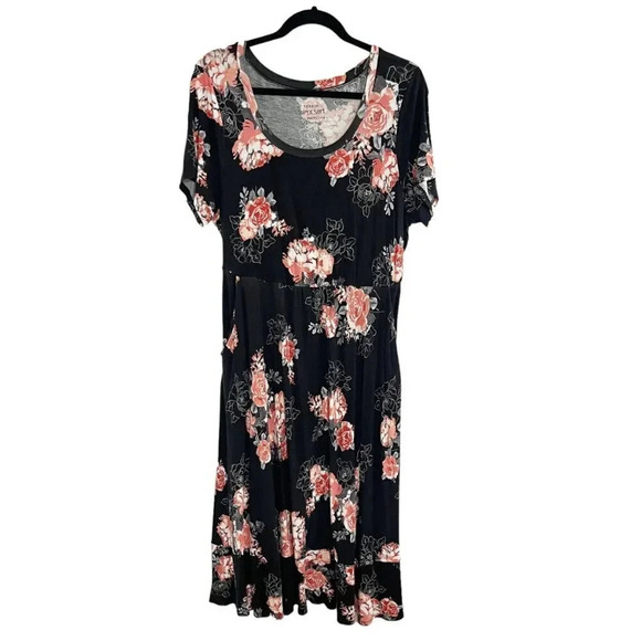 Torrid Black Floral Midi Dress with Pockets Women's Plus Size 1X - Picture 1 of 9